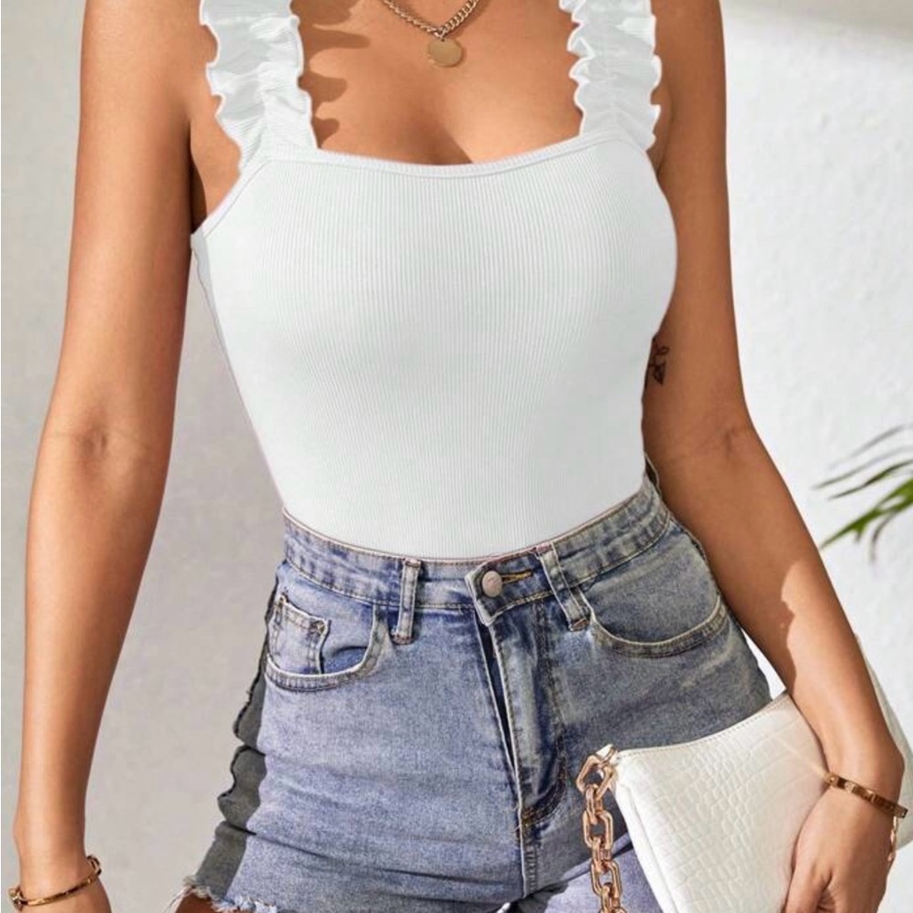 NWT Bodysuit Red Ruffled Strap